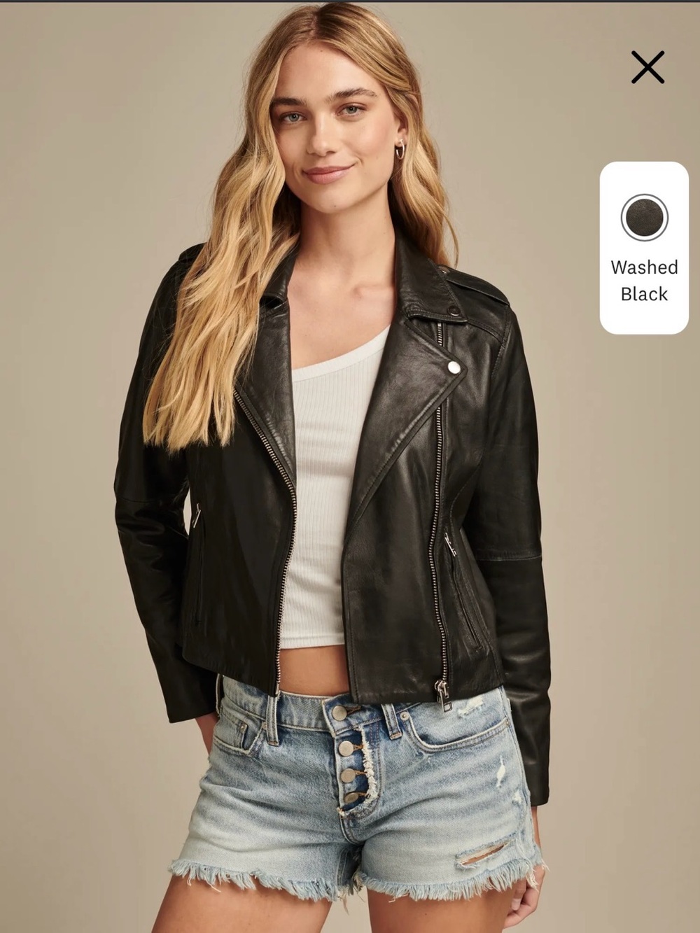 Lucky Brand Black Leather Asymmetrical Moto Jacket | Size M